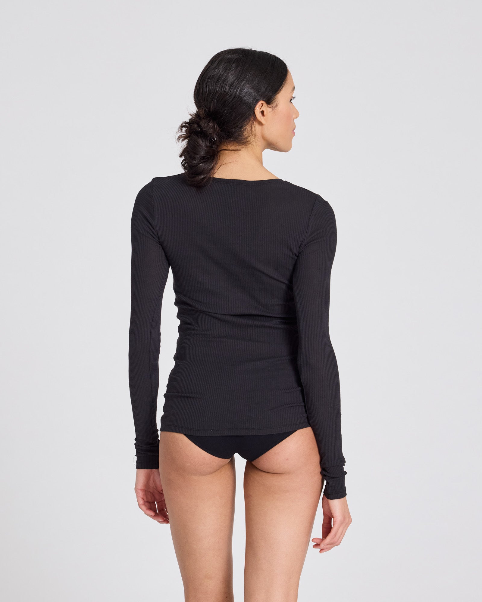 GAI+LISVA Lise L/S Cotton Top 3x2x Rib GOTS 243975 Top 650 Black