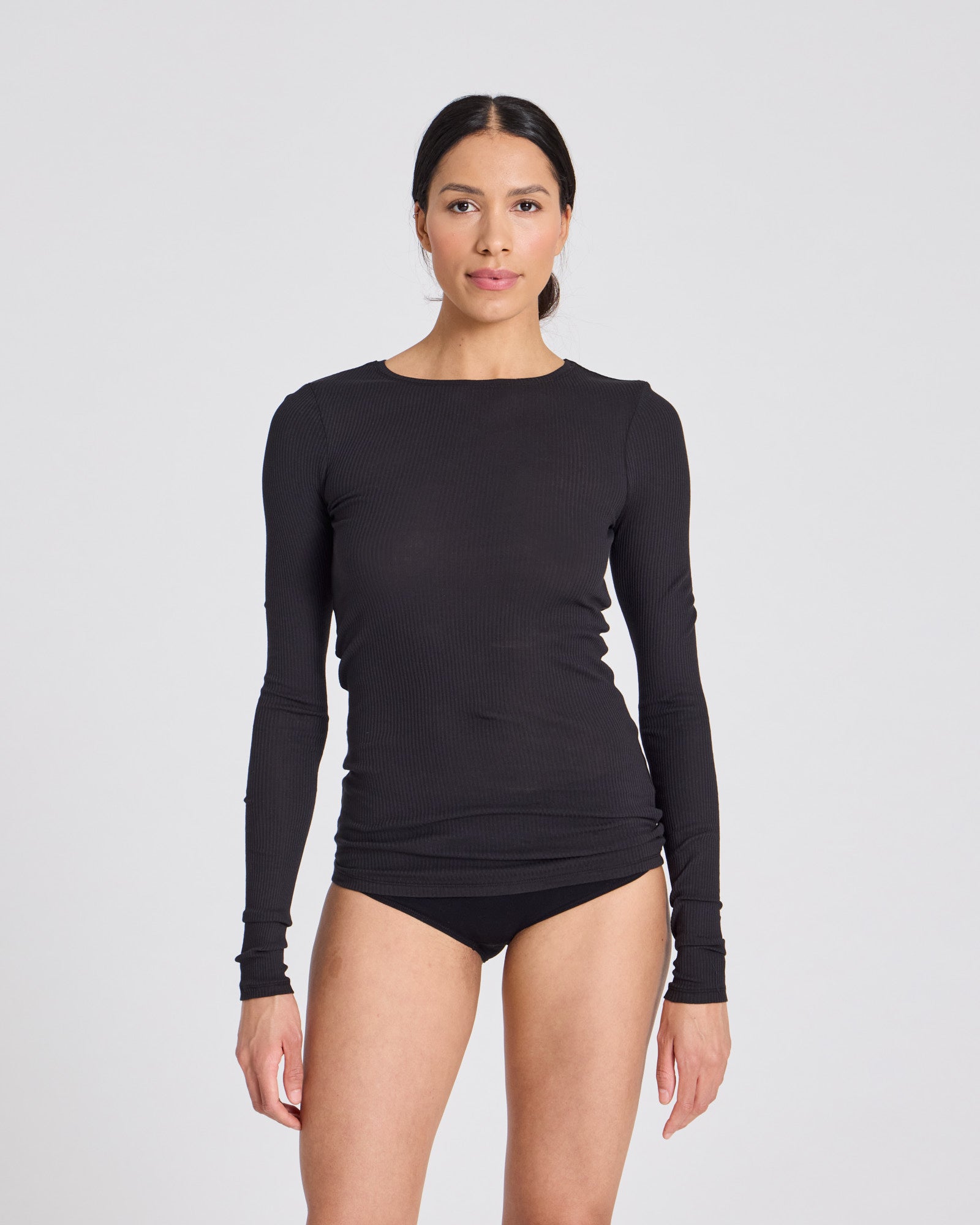 GAI+LISVA Lise L/S Cotton Top 3x2x Rib GOTS 243975 Top 650 Black