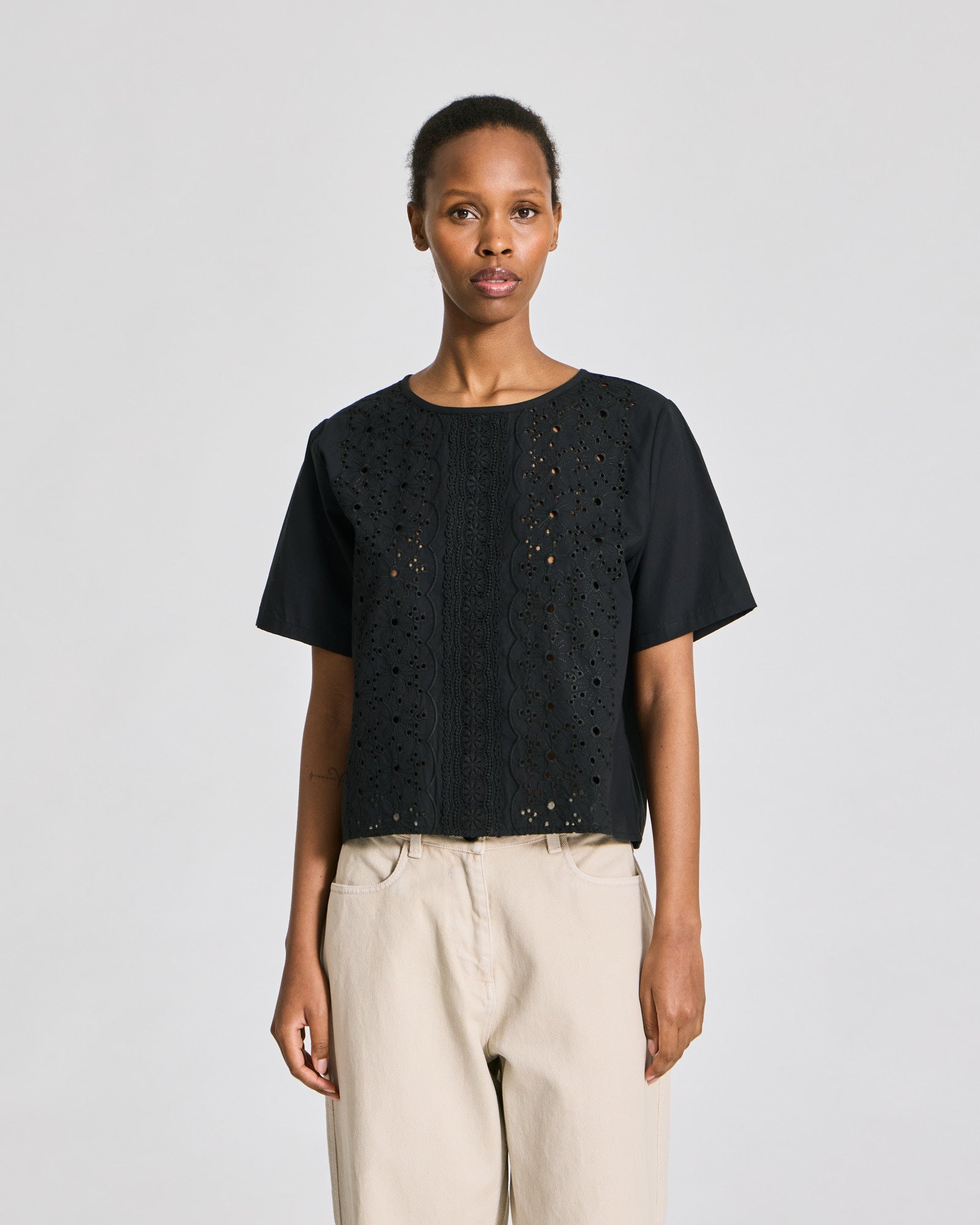 GAI+LISVA Lisva S/S Cotton Poplin Blouse Shirts & Blouses 650 Black