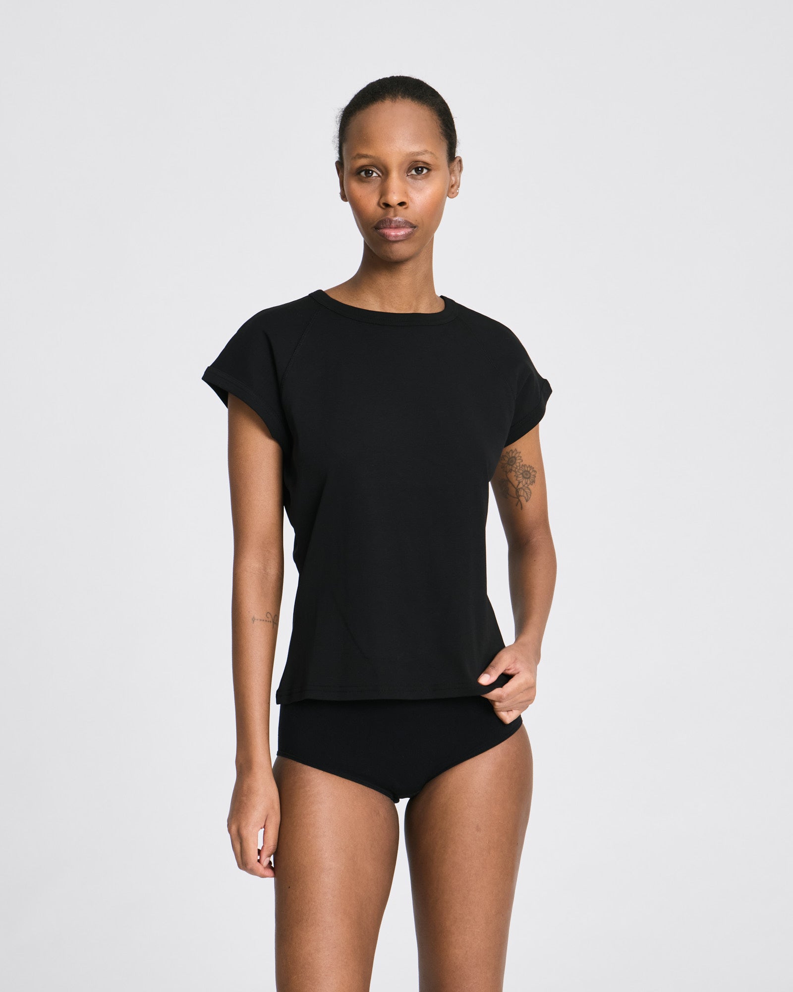 GAI+LISVA Malou S/S Cotton 1x1 Rib Tee GOTS Tops & T-shirts 650 Black