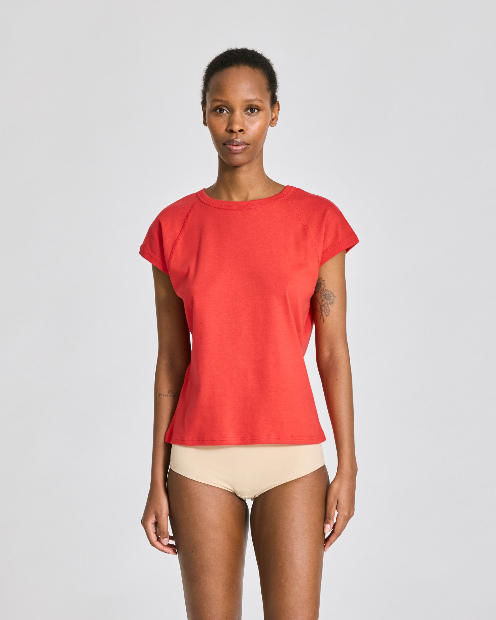 GAI+LISVA Malou S/S Cotton 1x1 Rib Tee GOTS Tops & T-shirts 974 Poppy Red