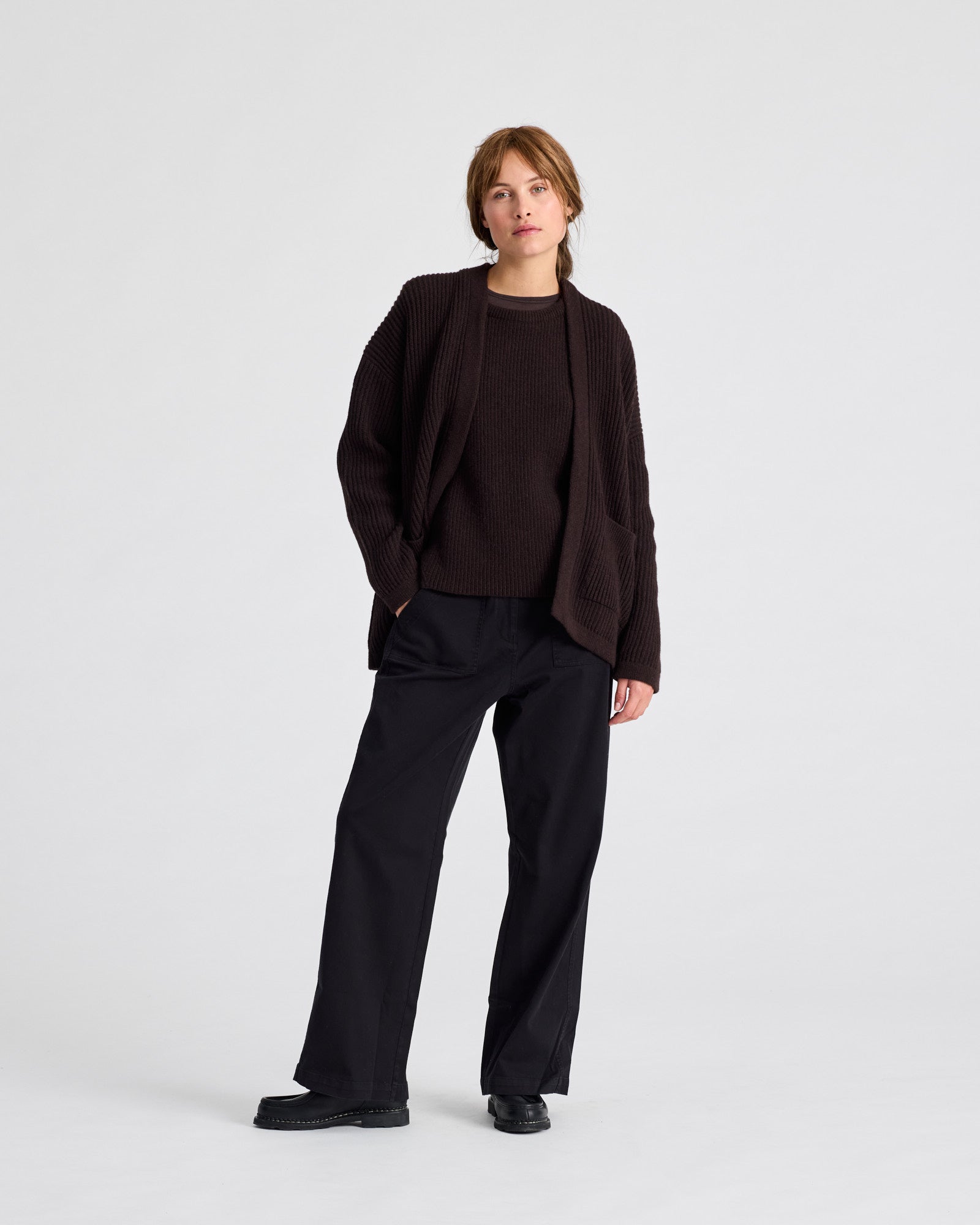 GAI+LISVA Mette Cardigan Lambswool Knit GOTS Lambswool l Knitwear 681 Mulch