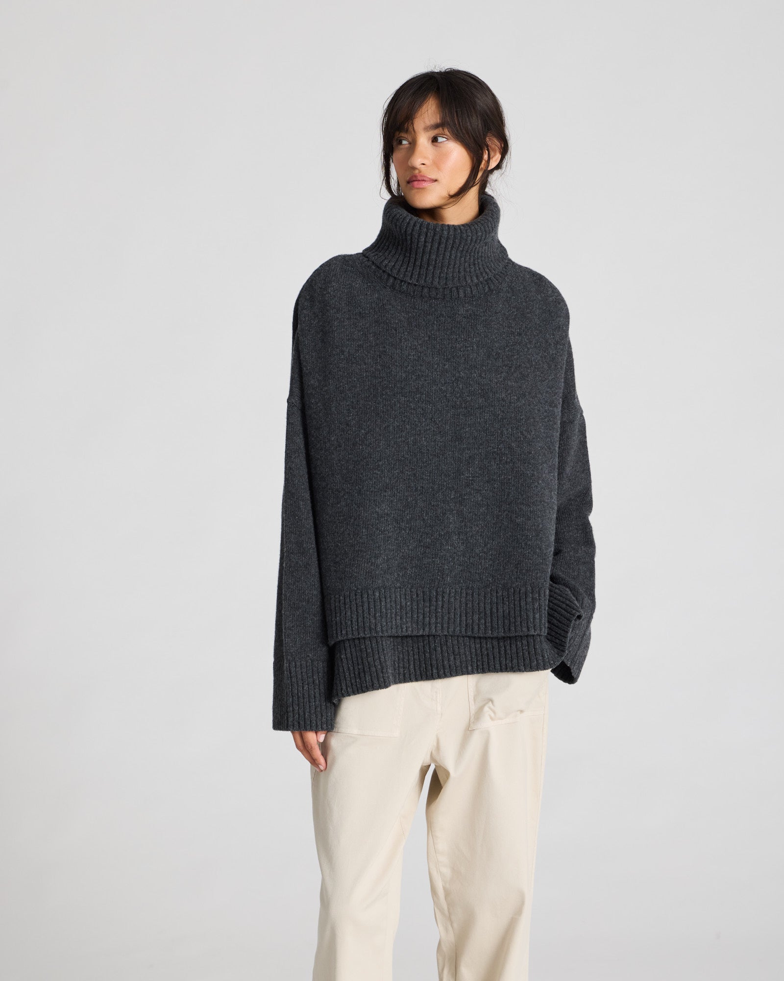 GAI+LISVA Michelle Neck Piece Lambswool l Knitwear 605 Dark Grey Melangè