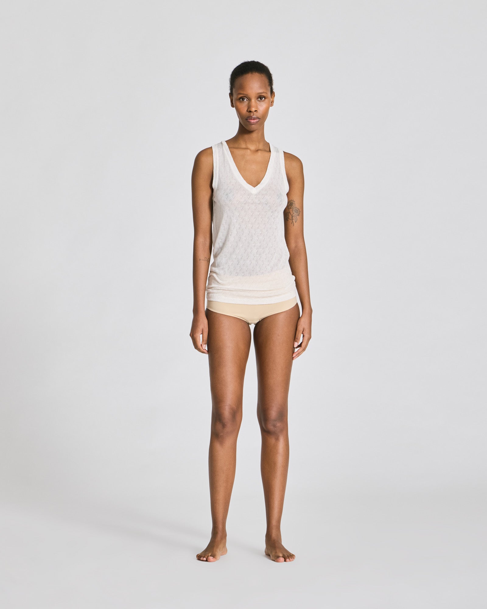 GAI+LISVA Ottelia V-neck S´less Silk Top Tops & T-shirts 150 Off White
