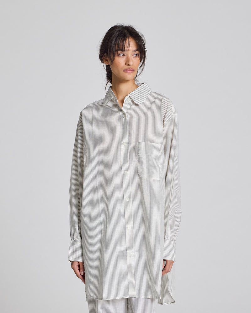 GAI+LISVA Rosa Shirt Cotton Poplin Shirt 470 Denim Blue Stripe