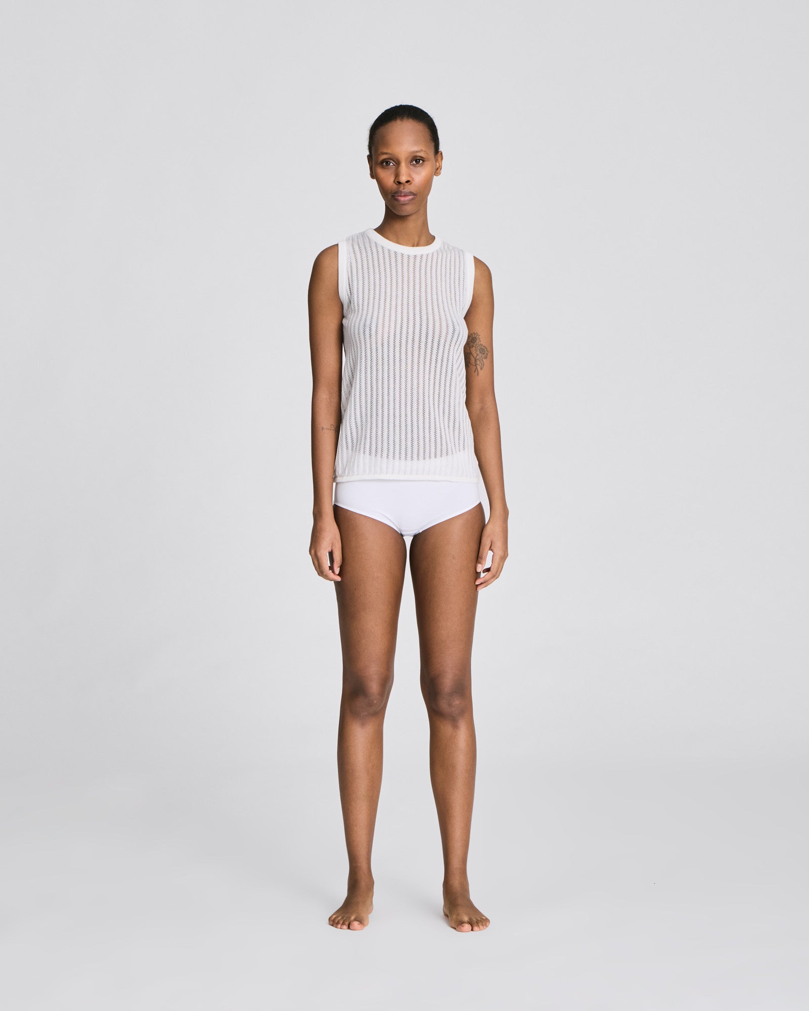 GAI+LISVA Sofie Fishbone Pointel Knit Top - GOTS Cotton l Knitwear 100 White