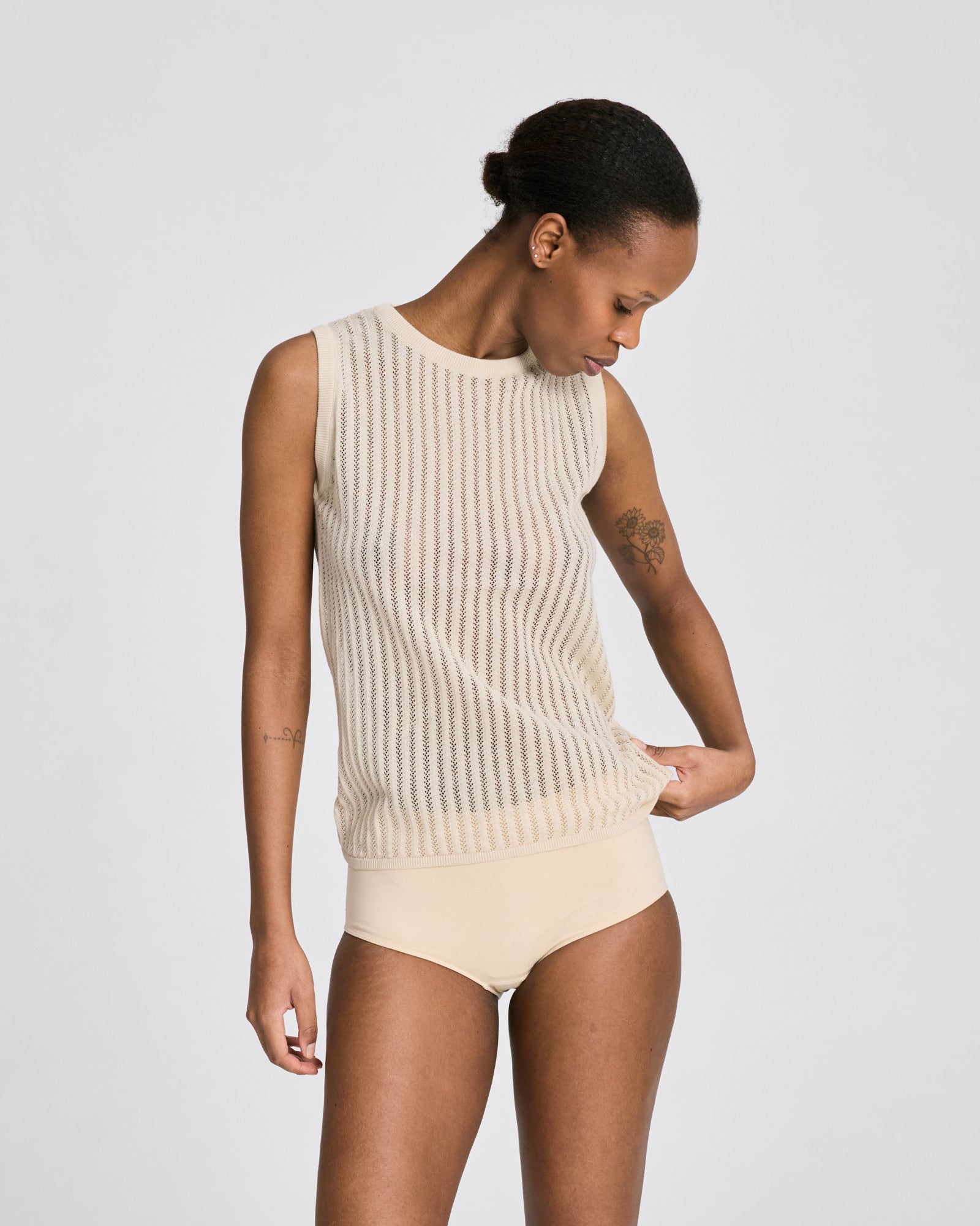 GAI+LISVA Sofie Fishbone Pointel Knit Top - GOTS Cotton l Knitwear 151 Ecru