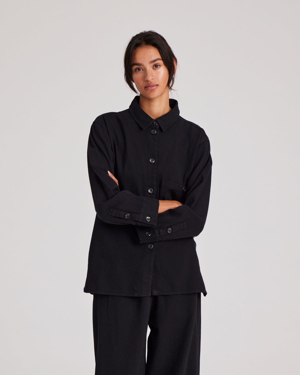 GAI+LISVA Sussie Hemd aus Twill GOTS 243975 - Schwarz Shirt 650 Black