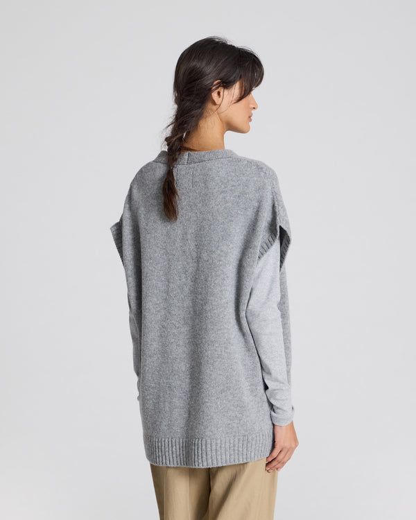 GAI+LISVA Thea Lambswool Vest GOTS 243975 Knit 602 Grey Melange