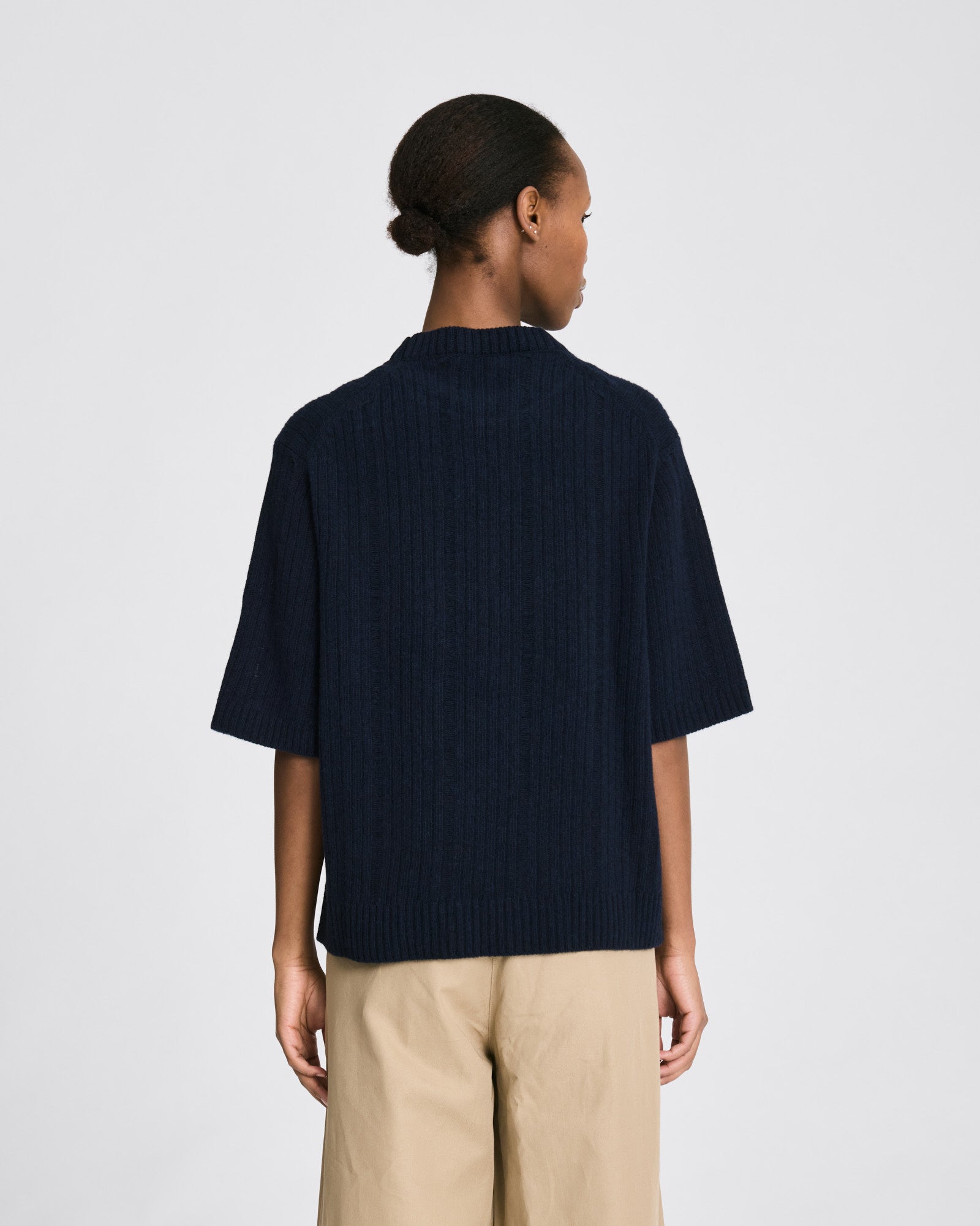 GAI+LISVA Tulle S/S Drop Needle Lambswool Knit GOTS Lambswool l Knitwear 181 Midnight Blue