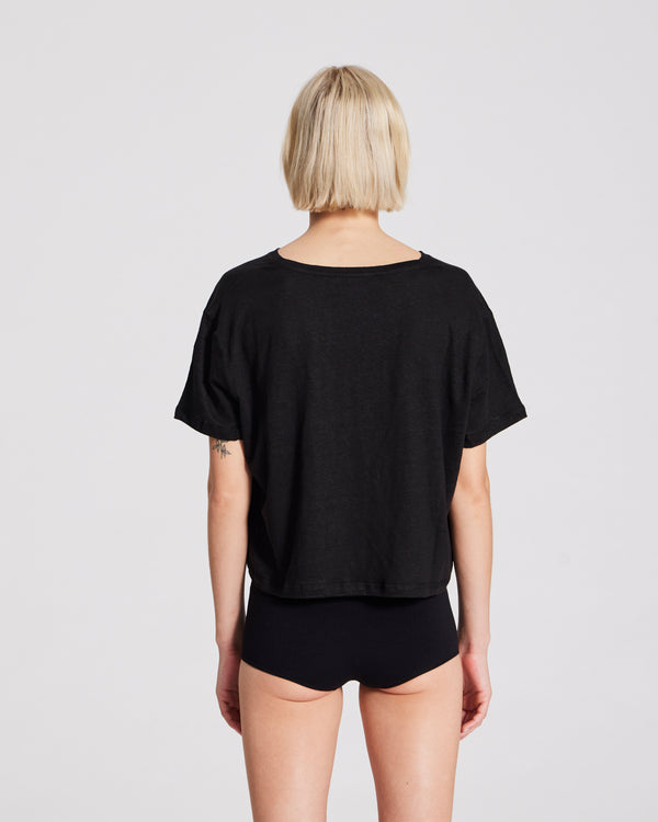 GAI+LISVA Ivalo Linen Tee Shirt Top 650 Black