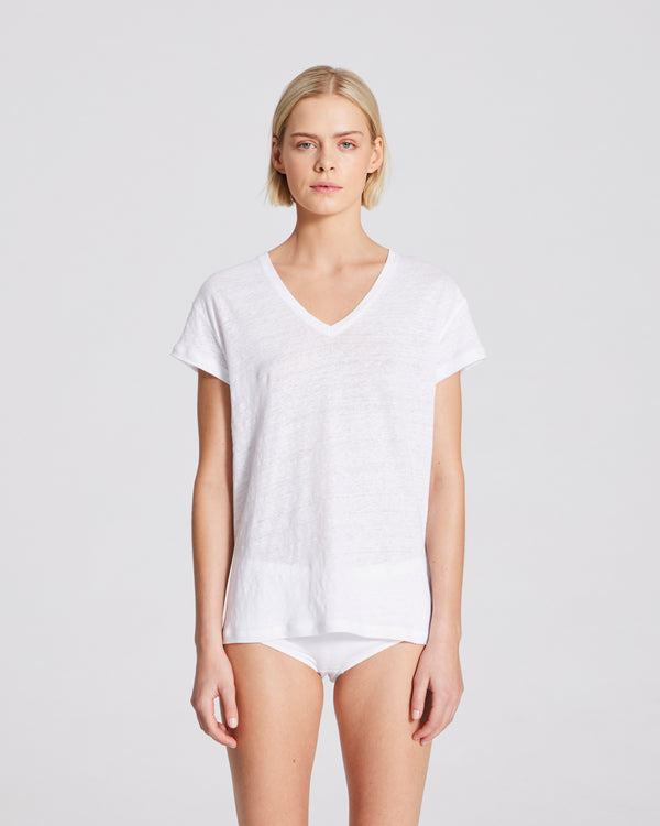 GAI+LISVA Simone Linen Tee Shirt Top 100 White